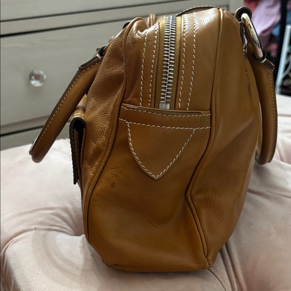 Marc Jacobs Camel color Leather Satchel with Silver Accents - Picture 3 of 12